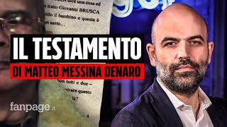 Roberto Saviano racconta lultimo interrogatorio di Messina Denaro quotÈ il suo testamento” [upl. by Harmaning350]