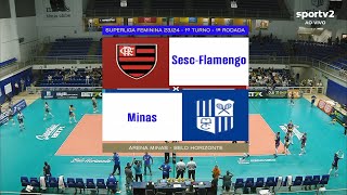 SESC FLAMENGO X GERDAU MINAS  SUPERLIGA FEMININA 2324 ❤❤❤AMO VÔLEI🏐🏐🏐 [upl. by Florio]