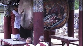 Korean Drums played by buddhist Monks at Haeinsa Temple [upl. by Kobe]