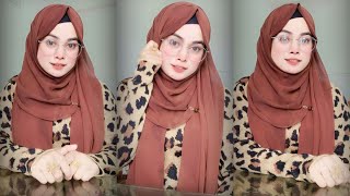 Requested hijab style with glass  New hijab tutorial 2023 [upl. by Rickert]