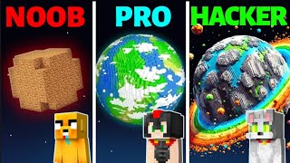 Minecraft NOOB vs PRO vs HACKER 🌎🤯 PLANETA de MIKECRACK vs INVICTOR vs ACENIX [upl. by Dalt602]