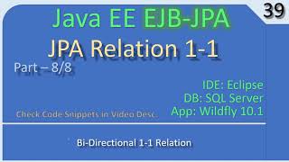 JPA Entiry 1 to 1  Part 8  Bidirectional OneToOne  JavaEE EJB JPA Tutorials 39 [upl. by Britni]