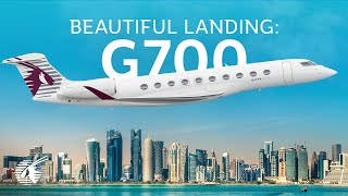 Beautiful landing of the worlds first Gulfstream G700 private jet 4K [upl. by Larimore]