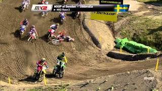 Jeffrey Herlings crash MX2 start Sweden 2015  motocross [upl. by Fritts74]