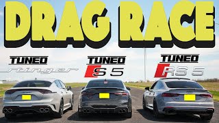 Tuned Kia Stinger GT vs Tuned Audi S5 vs Tuned Audi RS5 Close but not close Drag and Roll Race [upl. by Meara836]