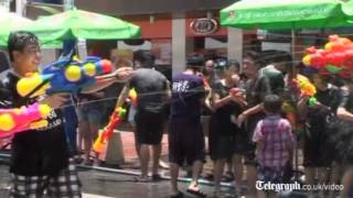 Burma and Thailand seein the Buddhist New Year with huge water fights [upl. by Nimocks]