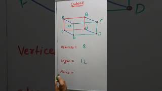 How many vertices edges and faces of a cuboid shorts maths class9 class10 cbse mensuration [upl. by Mathian]