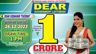 DEAR GODAVARI TUESDAY WEEKLY DRAW TIME 1 PM ONWARDS DRAW DATE 26122023 LIVE FROM KOHIMA [upl. by Neirol]