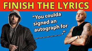 Finish The Lyrics  Eminem Edition 2023 🎵  Do you know these 20 Hit Eminem Songs  Music Quiz [upl. by Whitford]