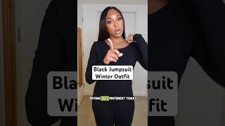 Black Jumpsuit Winter Outfit  grwm fashion jumpsuit ootd fashionstyle outfit style [upl. by Aidyl]