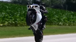 Crossplane YZFR1 and Yamaha FZ1 Clutch Wheelie Practice Compilation Full HD 1080p [upl. by Ynnatirb817]