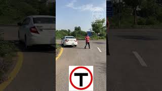 How To Position Your Car In T Junction While Turning Left Or Right safedriving [upl. by Nickolai]