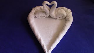 Towel Swans  Ducks amp Towel Heart Folding  Towel Origami  Romantic Valentines Day Towel Art [upl. by Gleason]