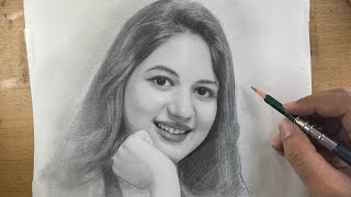 Harshaali Malhotra Portrait Drawing With Graphite Pencil [upl. by Natascha]