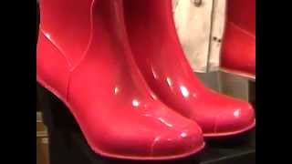 red high heeled rubber rain boots [upl. by Epperson332]