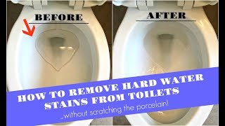 How to Remove Hard Water Stains from Toilets WITHOUT scratching the porcelain [upl. by Oimetra]