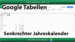 Senkrechter Jahreskalender Google Tabellen Spreadsheets [upl. by Asim]