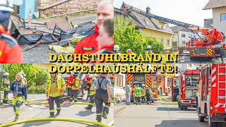 FEUER IN DACHGESCHOSS Dachstuhlbrand  FEUERWEHR im GROSSEINSATZ  300000€ Schaden  3 Verletzte [upl. by Aihsia89]