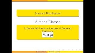 StandardDistributions Find the MGF of Geometric distribution Hence find its Mean and Variance [upl. by Gilder]