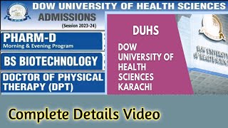 Dow University Admission 2024 DPTPharmD Biotechnology [upl. by Oirom]