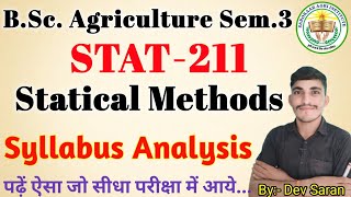 STAT211  Statical Methods  Syllabus Analysis By Dev Saran statistics agriculturebsc bscag [upl. by Ennaesor]