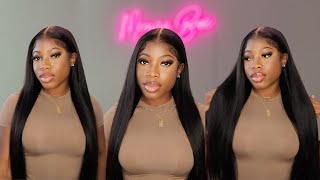 Best Straight 13x6 Lace Frontal Wig  Easy Step by Step Install  No Plucking  West Kiss Hair [upl. by Sidon282]