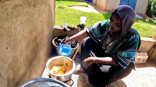 African Village Family Lunch  Cooking Matoke [upl. by Htebilil628]