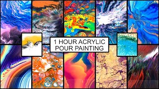 1 Hour Satisfying Acrylic pour Painting with Different Techniques and Results [upl. by Georgianne488]