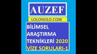 Bilimsel Araştırma Teknikleri 20202021 Vize Soruları Video1 [upl. by Idyh630]