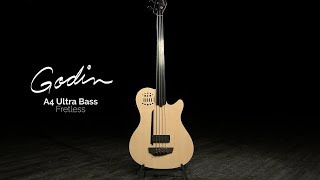 Godin A4 Ultra Fretless Bass  Gear4music demo [upl. by Anilatac]