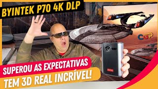 PROJETOR BYINTEK P70 DLP 3D 4K VOCÊ NÃO VAI ACREDITAR O QUE ESSE MINI FAZ SURPREENDEU Geek286 [upl. by Arhez458]