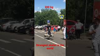 Strongest skater  farmer walk 200 kg 50 metres 25 seconds skateboarding [upl. by Ileak233]