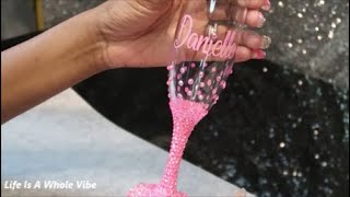 DIY BLING TOASTING FLUTE CHAMPAGNE GLASS NO E6000  PRACTICING HONEYCOMB METHOD PAINTED GLASS [upl. by Ralph127]