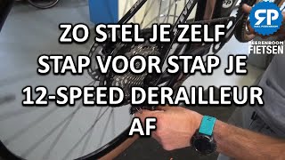 12 SPEED DERAILLEUR ACHTER AFSTELLEN [upl. by Enirhtak326]