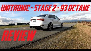 Audi RS3  Unitronic Stage 2  93 Octane Review [upl. by Dibbrun]