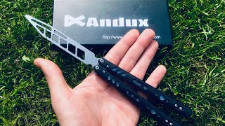 Andux Zone Balisong Trainer Black G10 [upl. by Harrat620]