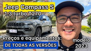 JEEP COMPASS S T270 2023 o que mudou Preços e conteúdos de todas as versões e preços [upl. by Hyacinth]