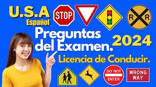 2024 ACTUAL EXAMEN TEORICO DE MANEJO EN ESPAÑOLLICENCIA DE CONDUCIR EN USA [upl. by Pharaoh177]