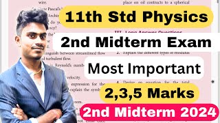 11th Physics Unit 789 Confirm 235 Mark Questions  2nd Midterm Exam 2024 important questions [upl. by Atinnek866]