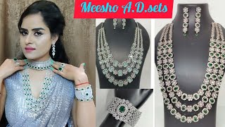 Meesho ADJewellery haulHeavy American diamond jewellery setsBridal ADsetsADbraceletsrings [upl. by Mcwilliams903]