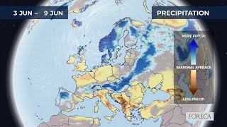 Monthly precipitation forecast for Europe 462024 [upl. by Gnuhp]