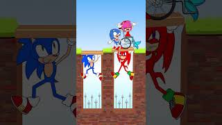 Double Bridge Challenge With Sonic and Knuckls 💪💚 shorts tiktok viral animation [upl. by Einner]