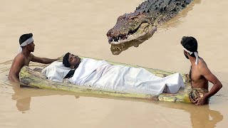 Crocodile Attack and Eat Man in Fishing River  Animal Attack Fun Made Movie By Wild Fighter [upl. by Nnayllek]