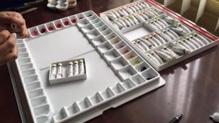 Setting Up My New Watercolor Palette HOLBEIN [upl. by Lleuqram]