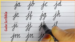 How to join alphabet letters j with a to z in cursive writing  ja to jz  Cursive writing practice [upl. by Onateag]