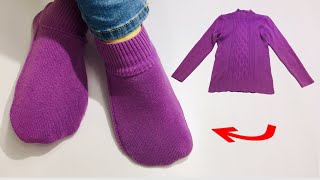 ⭐️ 10 minutes making गर्म ऊनी मोजे बनाए पुराने कपड़े से winter socks boots for ladies girls  kids [upl. by Mian]