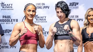 Amanda Serrano vs Miriam Gutierrez • FULL WEIGHIN amp FACE OFF • ShowTime Boxing [upl. by Sosthina]