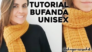 CÓMO TEJER UNA BUFANDA FÁCIL A CROCHET teje una bufanda unisex a crochet  tutorial paso a paso [upl. by Meek]