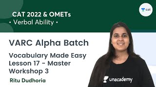 VARC Alpha Batch  Vocabulary Made Easy Lesson 17  Master Workshop 3 l Verbal Ability l CAT 2022 [upl. by Ailisec581]