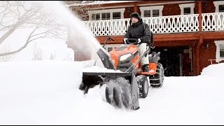 Husqvarna tractors  how to attach snow thrower [upl. by Sheri552]